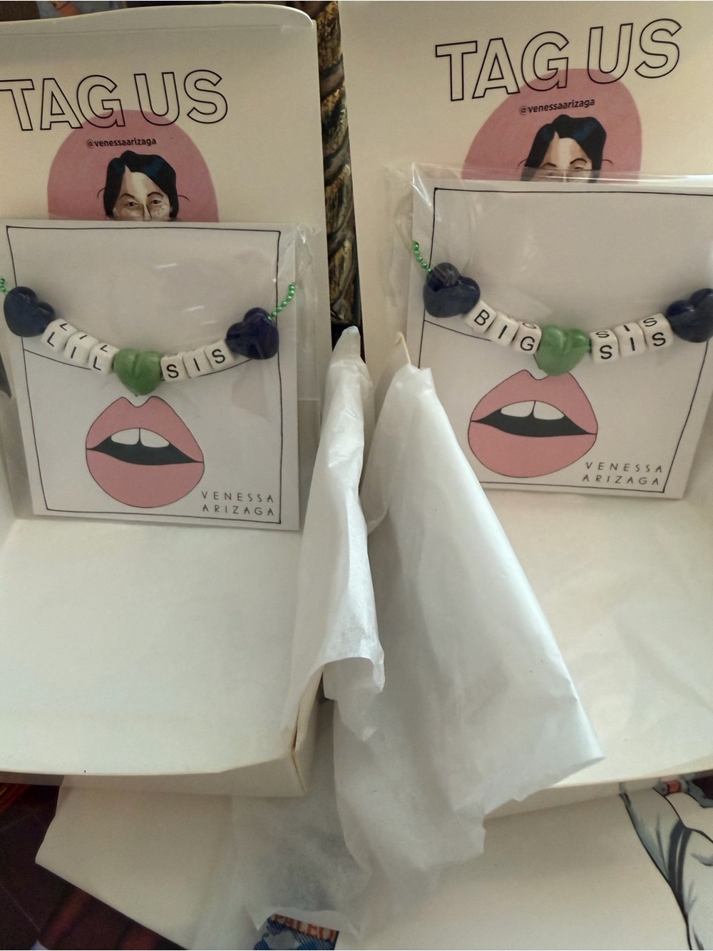 Venessa Arizaga 'Big Sis'  and ‘Lil Sis’ Bracelets in Green and Navy